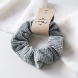 Cord Scrunchie – Grau-Blau