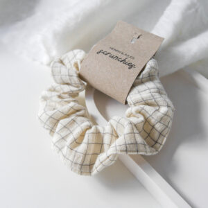 Musselin Scrunchie – Grid Grau