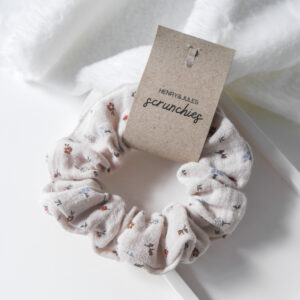 Musselin Scrunchie – Mini Blumen Beige