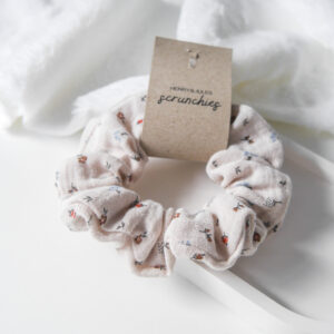 Musselin Scrunchie – Mini Blumen Beige