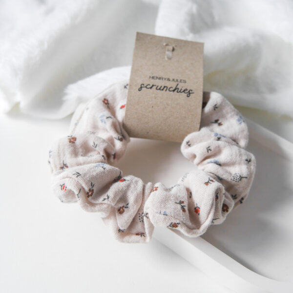 Musselin Scrunchie - Mini Blumen Beige – Bild 2