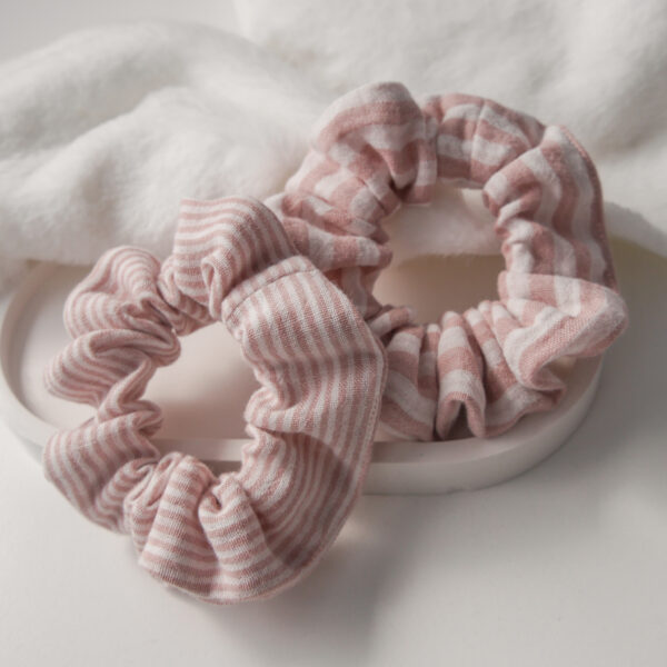 Musselin Scrunchie - Streifen Rosa