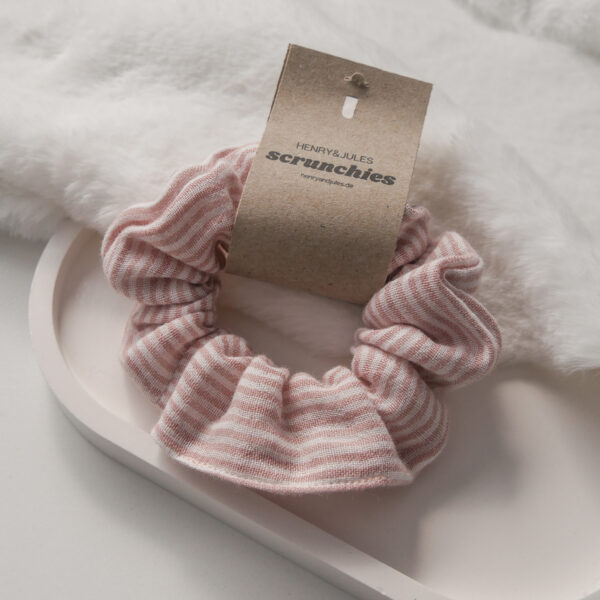 Musselin Scrunchie - Streifen Rosa – Bild 3